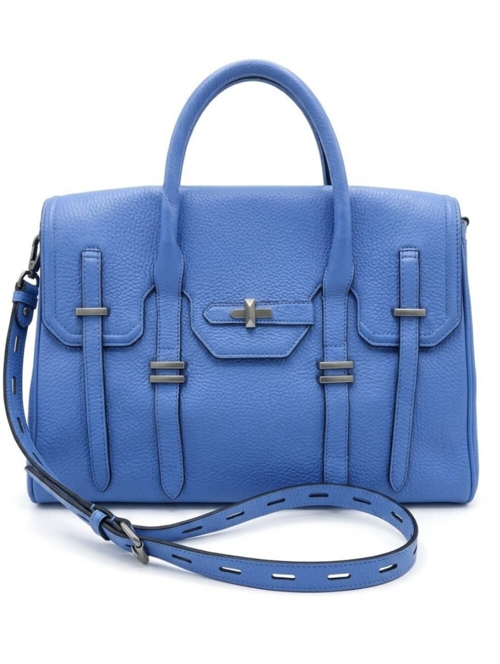 Rebecca Minkoff Jules Satchel Leather Satchel Handbag in Soft Blue